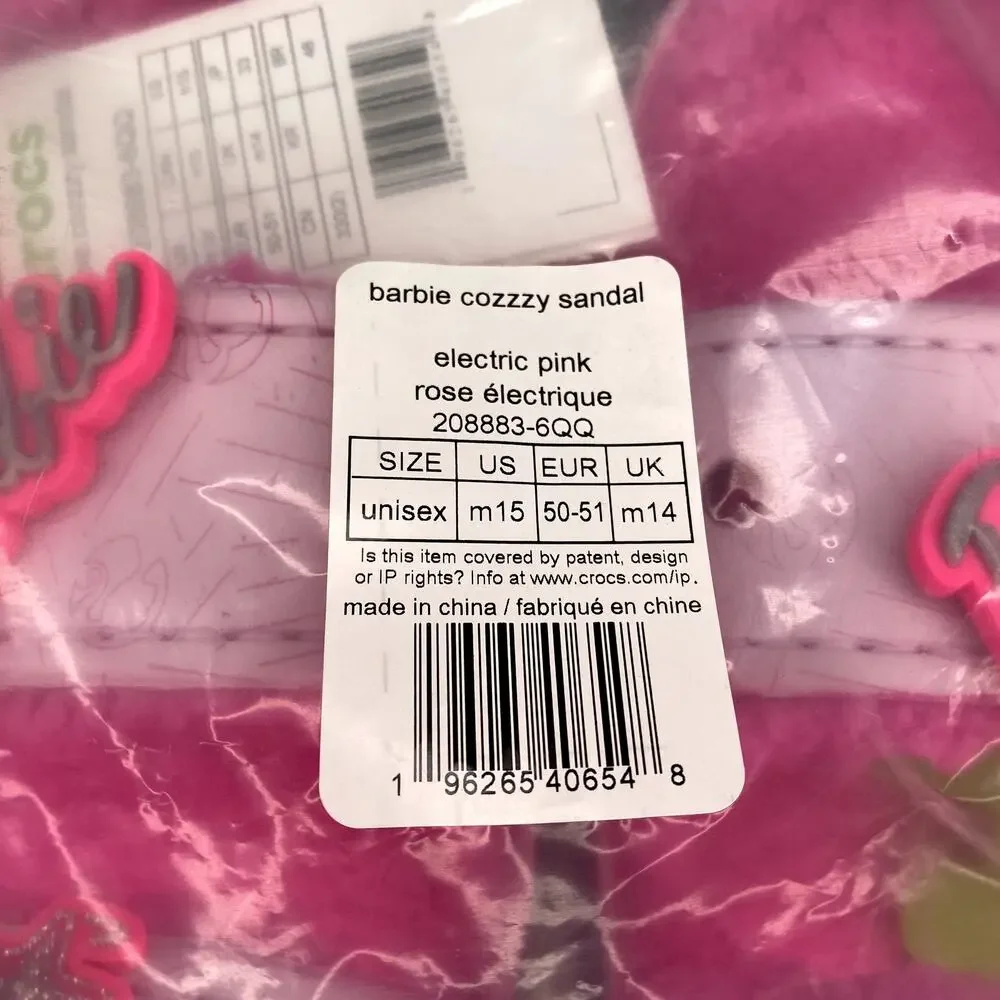 Barbie Cozzzy Sandal Crocs Electric Pink Size 15